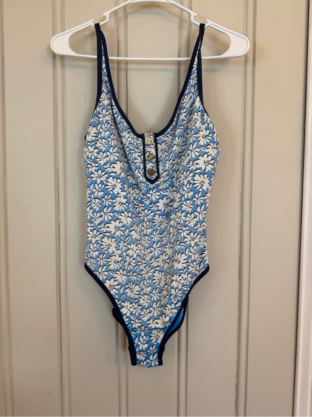 Lilly Pulitzer 10 Lunar Blue PALM BEACH PETALS BAELA SWIMSUIT One Piece Swim